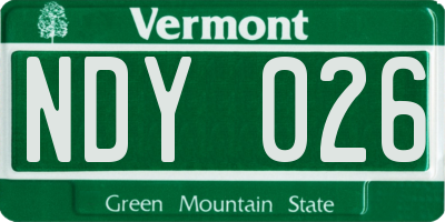 VT license plate NDY026