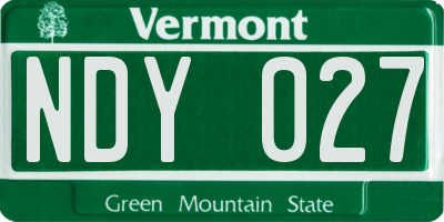 VT license plate NDY027