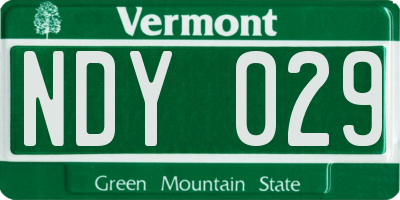 VT license plate NDY029