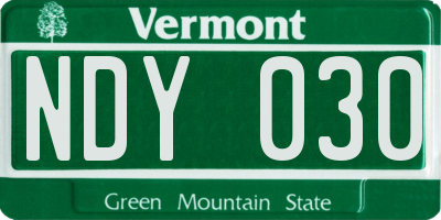 VT license plate NDY030