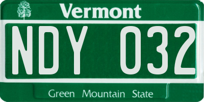 VT license plate NDY032