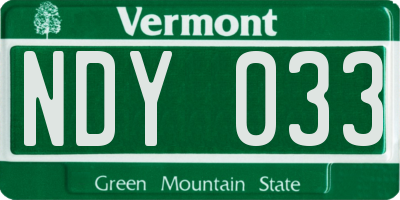 VT license plate NDY033