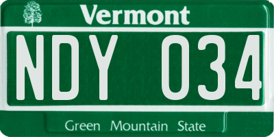 VT license plate NDY034