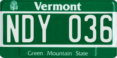 VT license plate NDY036