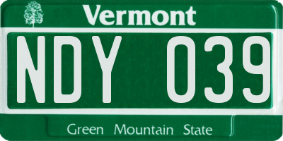 VT license plate NDY039