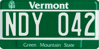 VT license plate NDY042