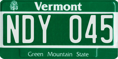VT license plate NDY045