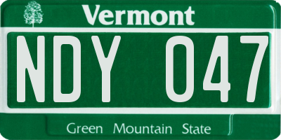 VT license plate NDY047