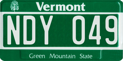 VT license plate NDY049