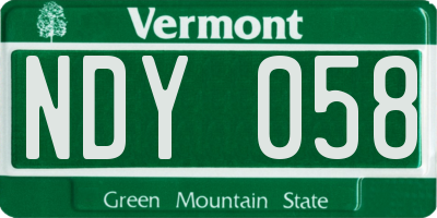 VT license plate NDY058