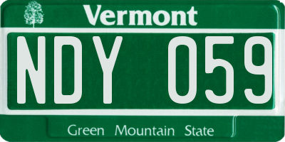 VT license plate NDY059