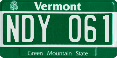 VT license plate NDY061