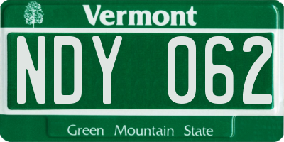 VT license plate NDY062