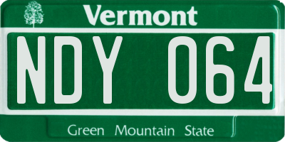 VT license plate NDY064