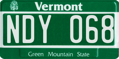 VT license plate NDY068