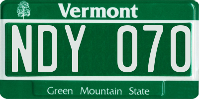VT license plate NDY070