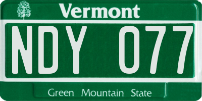 VT license plate NDY077
