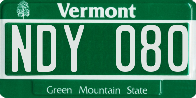 VT license plate NDY080