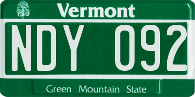 VT license plate NDY092