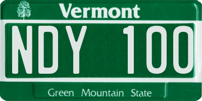 VT license plate NDY100