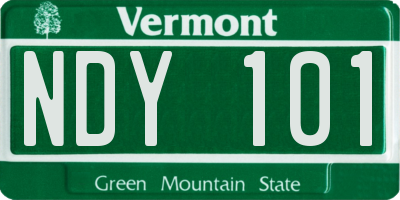 VT license plate NDY101