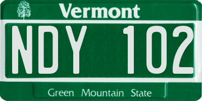 VT license plate NDY102