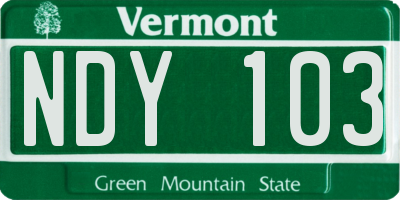 VT license plate NDY103