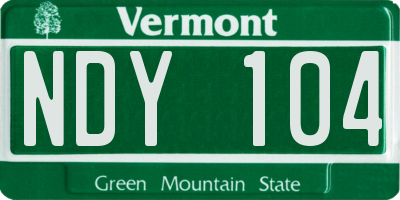 VT license plate NDY104