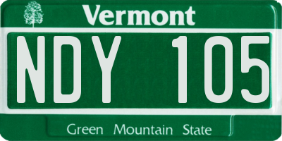 VT license plate NDY105