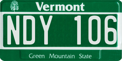 VT license plate NDY106