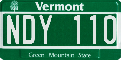 VT license plate NDY110