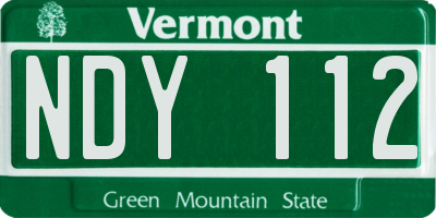 VT license plate NDY112