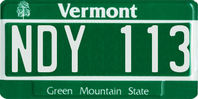 VT license plate NDY113