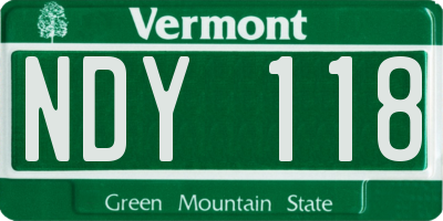 VT license plate NDY118