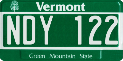 VT license plate NDY122