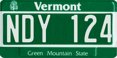 VT license plate NDY124