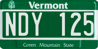 VT license plate NDY125
