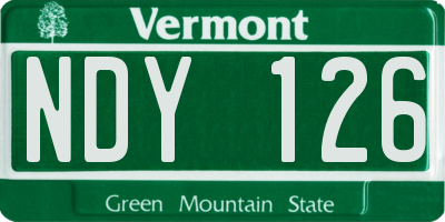 VT license plate NDY126
