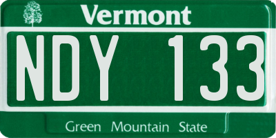 VT license plate NDY133