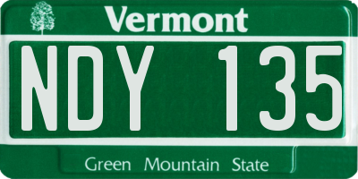 VT license plate NDY135