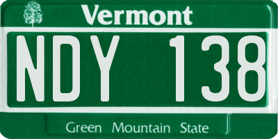 VT license plate NDY138