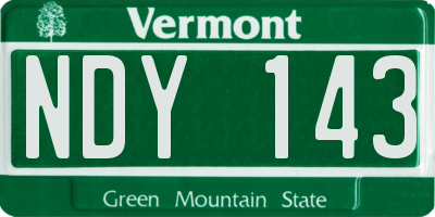 VT license plate NDY143