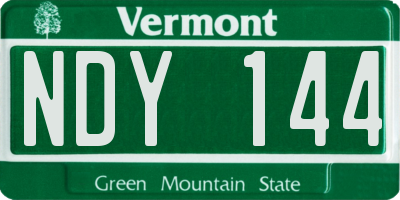 VT license plate NDY144
