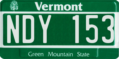 VT license plate NDY153