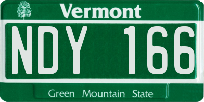 VT license plate NDY166