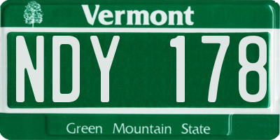 VT license plate NDY178