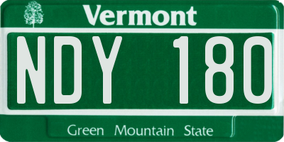 VT license plate NDY180