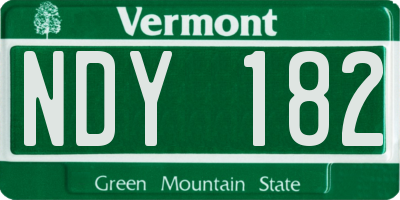 VT license plate NDY182