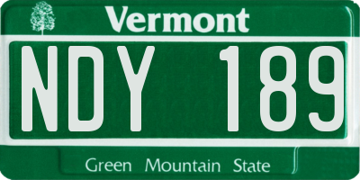 VT license plate NDY189