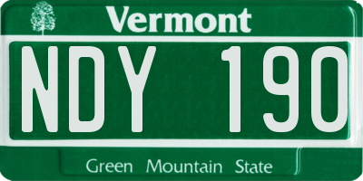 VT license plate NDY190